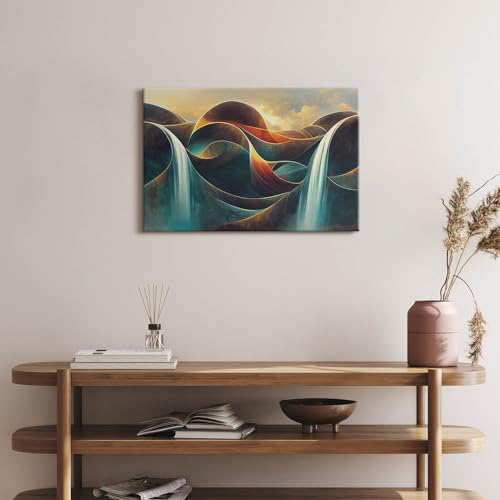 Peinture sur toile cascade Wallfluent | Art mural haut de gamme 60x40 - 2