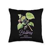 Vintage Botanical Berries Illustration Vintage Botanical Chart Cottagecore Blackberries Berries Throw Pillow, 16x16, Multicolor