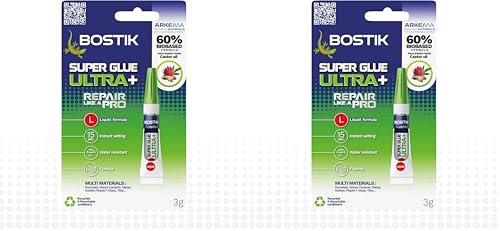 Bostik Super Glue Ultra+ 3G Tube - Clear (Pack of 2)
