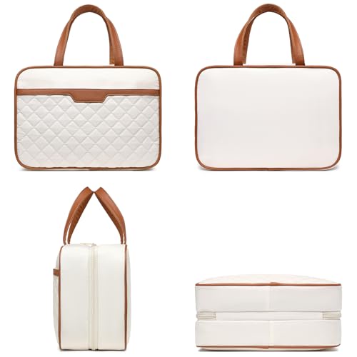 Travel Toiletry Bag for Women Hanging Travel Toiletry Organizer for Full-sized Toiletries Portable Water-resistant Travel Bag with Hanging Hook and 4 Compartments for Travel Essentials and Cosmetics4