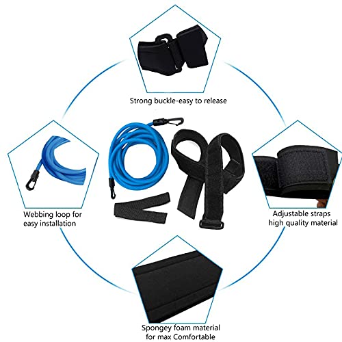 BINXWA Schwimmgurt Für Pool Erwachsene, Einstellbare schwimmtrainer Pool Schwimmgürtel, 4m Pool schwimmgurt gegenschwimm, für pooltrainer/Erwachsene(Inklusive ohrstöpsel und nasenklammer)