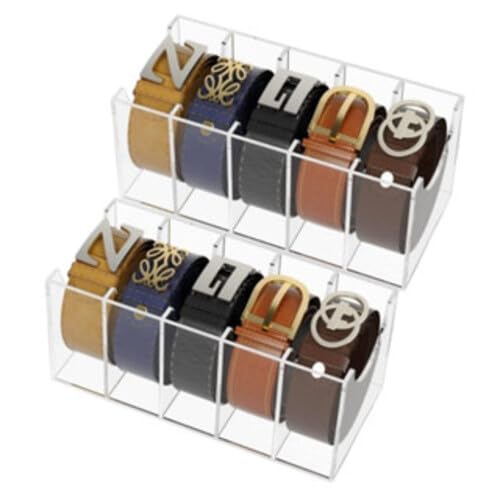 Kit 2 Organizador de Cintos em Acrílico Transparente, 5 Compartim...