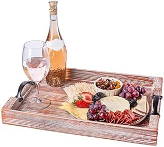 "Abigail" Ottoman Tray - Authentic Firwood - Rustic Wooden Serving Platter - Breakfast