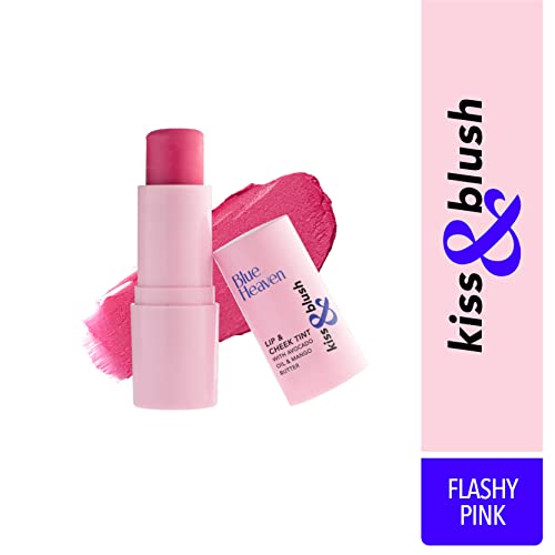 Image of Blue Heaven Kiss and Blush Lip, Cheek and Eye Tint with Avocado Oil and Mango Butter | 3 in 1 Lip and Cheek Tint Stick | Rich Smooth Formula | Easily Blendable Makeup Tint | Flashy Pink | 8.5gm