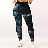 Bblulu Womens Booty Yoga Pants Fashion Tie-Dyed Legging Anit Cellulite Texutred Butt Lifting Legging