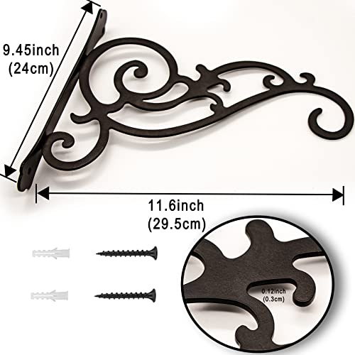 Gsy 2 Pcs Hanging Plant Bracket 12-Inch,Wall Hook Hanging Plant Brackets,Black Iron Plants Indoor/Outdoor Planter Hangers Hooks,For Hanging Lanterns,Bird Feeders,Wind Chimes,Planters #TOP1