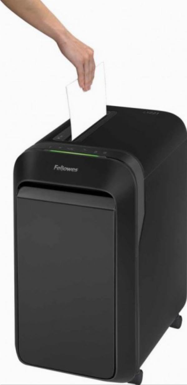 Fellowes distruggi documenti a microframmento LX221, 20 fogli, per piccolo ufficio, da 3 a 5 utenti, distruggidocumenti con tecnologia Intellibar, 100% anti inceppamento e Safesense, nero