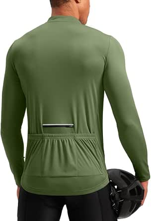 Men's Cycling Jersey with 3+1 Rear Zipper Pockets, Long Sleeve, UPF 50+, Moisture Wicking, Half Zip