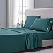 mixinni 4 Piece Queen Size Peacock Blue Bedding Sheet Set (1 Fitted Sheet, 1 Flat Sheet + 2 Pillowcases)