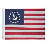 Flagolden American Yacht Ensign Flag 12x18 Inch for Boat, Embroidered Stars Marine Yacht Ensign...