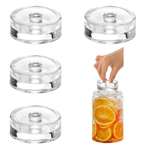 ASelected 4 Stück Fermentiergewichte Fermentiergläser Ø 7 CM Glasgewichte zur Fermentation mit Einfachen Ideal zum Fermentieren von Sauerkraut Kimchi Gurken und Anderen Fermentierten Lebensmitteln
