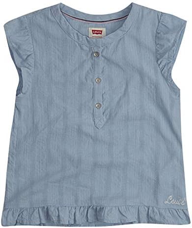 Levi's Girls' Big Cap Sleeve Henley Top, Cashmere Blue, M