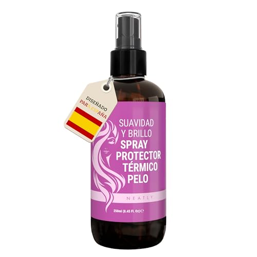 Neatly Spray Protector Termico Cabello con Keratina Vegetal, 250ml - Protector Calor Cabello - Protector de Calor Pelo, Hidrata y Suaviza - Protector Pelo Calor Plancha y Secador, Protector Solar Pelo