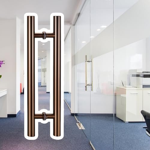 Sliding Glass Door Handles Two Sided Push Pull Round Bar Bathroom Shower Door Handles for Interior & Exterior Rose Gold 150cm (59") * 110cm
