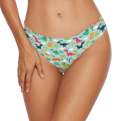 NCRJCZQL Funny Dinosaurs Women's Bikini Bottom V Cut High Cut Swimsuit Bottom