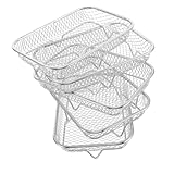 Amosfun 5 Stück Teiliges Edelstahl Air Fryer Ofen Gestell Ölablauf Kühl Backrost Stapelbar für Grillen Backen und Servieren in Küche und Restaurant
