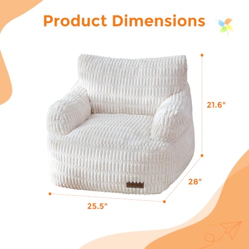 Image of MAXYOYO Bean Bag Chair for Kids, Toddler Bean Bag Sofa with Armrest, Comfy Lazy Chair with Convenient Pockets, Floor Sofa with Filler for Gaming, Reading, Beige