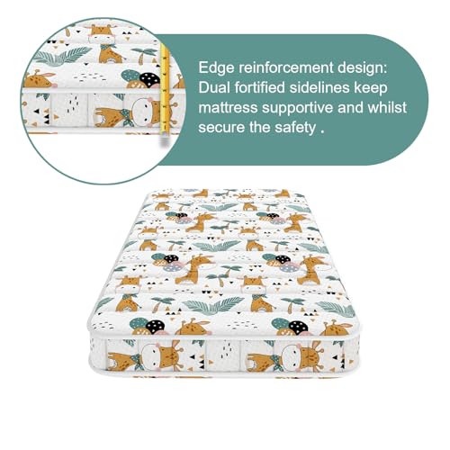 Image of 3 Inch 38 inch Lx26 W Mattress, No Gaps Edge Reinforcement High Density Foam, Odorless and Steady, Certipur-us and Oeko -tex Certified, Giraffe