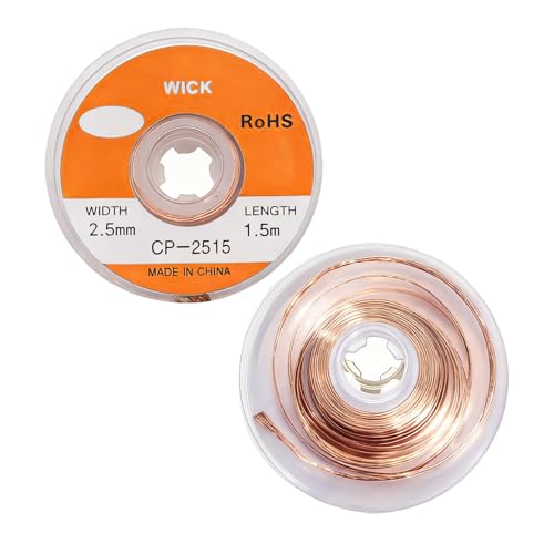 2 Pack Solder Wick, Desoldering Wick with Flux No-Clean Electronic Desoldering Copper Wire Braid Remover Desolder Soldering & Soldering Flux Solder Wire for DIY & Industrial Desoldering Work.