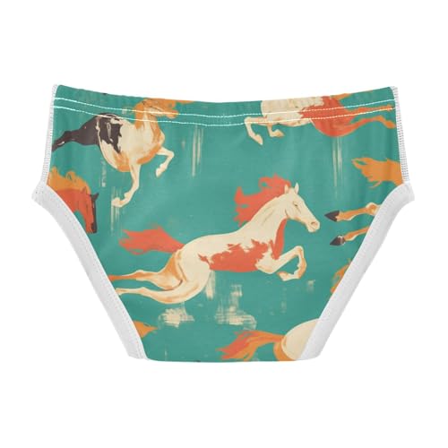KLL Seamless Pattern Horse Flat Style Toddler Boys' Cotton Boxer Briefs Breathable Children Panties2