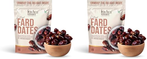 Image of KitchenSmith Fard Dates - 400gm | Omani Fard Dates No Preservatives & Added Sugar | High Fibre | Energy Health Snacks | Premium Khajoor (Pack of 2)