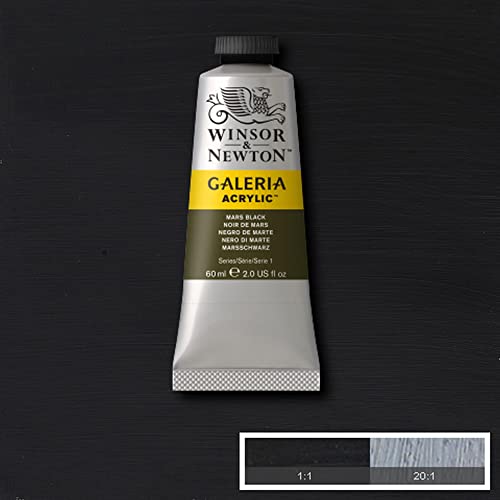 Image of Winsor & Newton Galeria Acrylic Colour - Tube of 60 ML - Mars Black (386) - Highly Pigmented Lightfast Artists' Acrylic Paints for Canvas, Wood, Fabric & Paper - More Colours Available