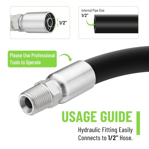 Image of 12 Pack Hydraulic Hose Fittings: 1 /2 inch I.D. Hose x 1 /2 inch NPTF Male with Protection Cover, Hydraulic Hose End Crimp Fitting Kits Compatible with U-Series Hoses