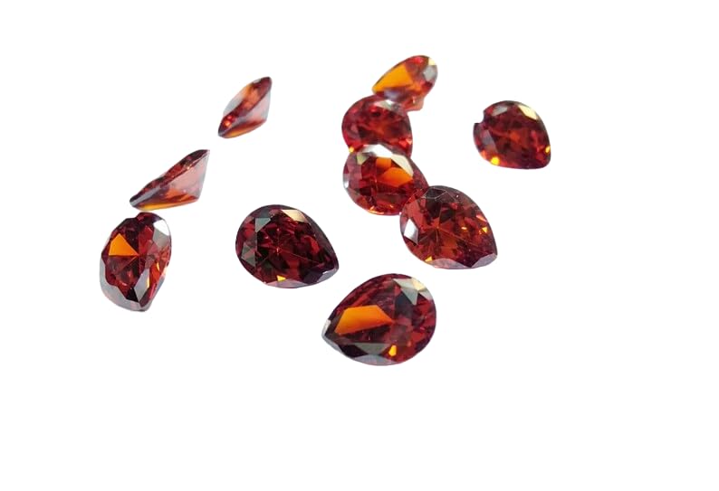 Zircone cubique rouge grenat de forme poire Grade AAA pour création joaillière