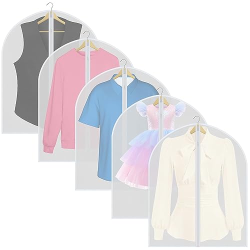 Ulife Mall Kleidersäcke Anzug 5 Stück, Kleidersack 80 cm Lang Transparent Anzugtasche Kleidersäcke Kleiderhülle, Staubdicht Kleiderschutz mit Reißverschluss für Tanzkostüme Anzüge Kleider Mäntel