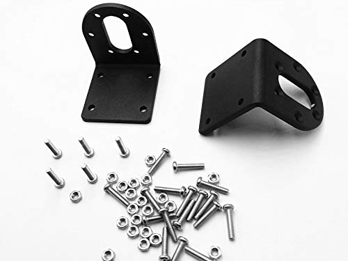 2pcs Black 37mm DC Gear Motors Mounting Bracket, Iron Anti-rust Gearbox L-shape Fixed Seat, Gear Reduction Motor Holder w Stainless steel screw nut
