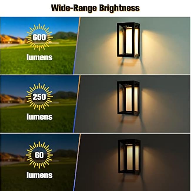 APONUO Solar Wall Lights Outdoor, Motion Sensor Dusk to Dawn Solar Porch Lights Waterproof Outdoor Wall Lantern Anti-Rust Lights for House,Garage, Front, Porch (2 Packs)