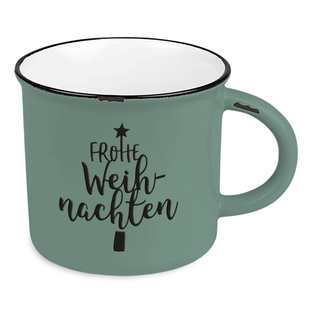 Grafik-Werkstatt Vintage Coffee Cup, Ceramic Mug to Give as a Gift, 400 ml, Christmas, Merry Christmas