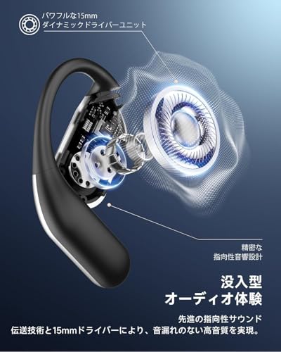 オープンイヤーイヤホン bluetooth 6.1 ワイヤレス イヤホン 耳掛け式【2026革新版AI翻訳イヤホン 同時通訳】 198言語リアルタイム双方向翻訳 骨伝導イヤホンType-C 急速充電 60時間再生 マイク付き iPhone/Android/Pad適用 ランニング/スポーツ/通勤/会議 商品画像7