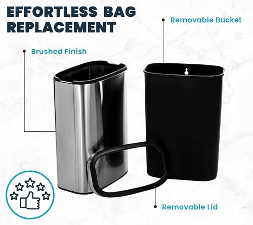 Caneca de basura de acero inoxidable Alpine 40L abierta miniatura 3