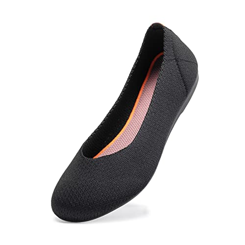 Frank Mully Damen Ballerinas Slip On Knit Kleid Schuhe Pumps Schuhe Runde Zehe, Schwarz, 41 EU