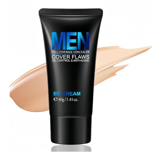 Mens BB Cream Foundation, BB Cream Tinted Moisturiser, Face Foundations with SPF 50, Tinted Sunscreen for Fa/ce, Mens Moisturiser Face SPF, Anti-Aging F/ace C/ream M/en, 40g