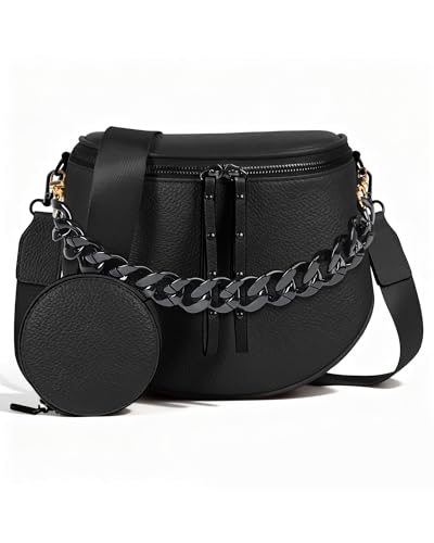 CHERUBEL Women's Vegan Leather Crossbody Bag with Chain