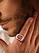 Bestyle Red Garnet Ring for Men Stainless Steel Red Gemstone Ring Fashion Trendy Statement Ring Mens Signet Ring Pinky Ring Gift for Father Husband Size 12