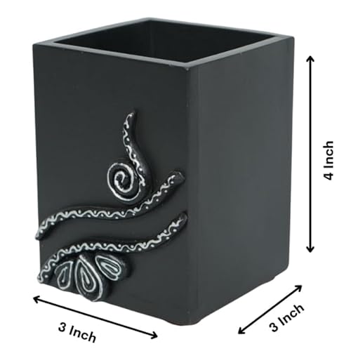 Image of Decorative Embossed Design Pencil and Pen Stand | Desk Organizer for Stationery Storage | Suitable for Office Desk, Study Table, Home and Workspace Use (Design 3)