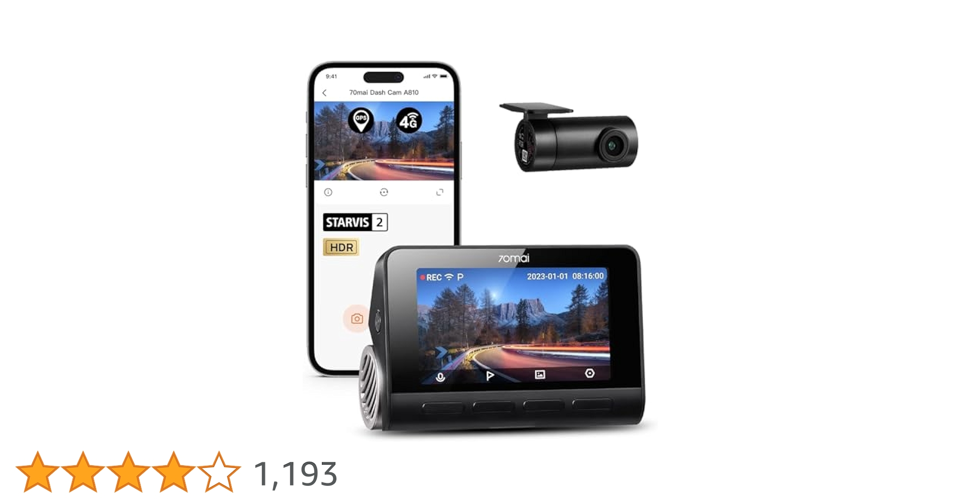 【ぞんぞん】70mai A810 ドライブレコーダー 4K 前後カメラ Amazon.co.jp: 【最新4K UHD超高精細記録】70mai Dash Cam 4k