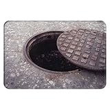 Wellqcdt Manhole Cover Durable Doormat Indoor Outdoor Entrance Door Mat Bath Rug Decorative Patio Garage Garden Kitchen Door Mats Porch Gifts Mats 16x24 Inch