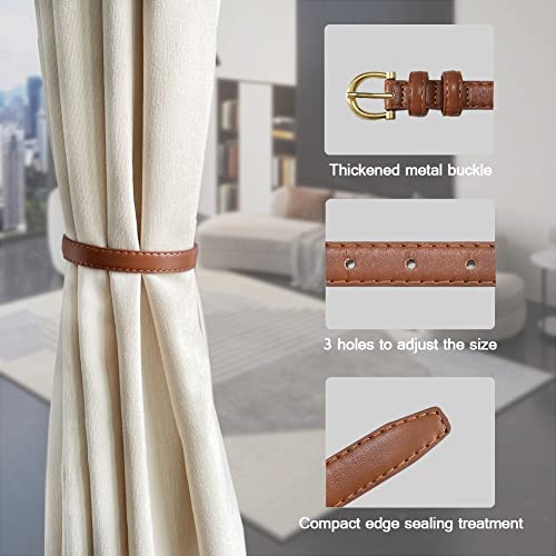 Leather Curtain Tie Backs, 2 Piece Minimalist Leather Belt Style Drapery Tiebacks, Window Treatment Holdbacks, Housewarming Gift, Modern Home Decor Accessories #TOP2
