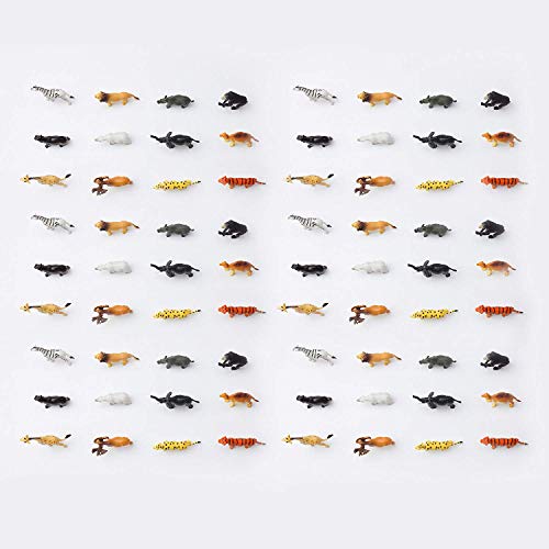 Fun Central 72 Pieces - Mini Plastic Safari Animals Toy Figurine for Toddlers & Kids - Assorted Designs