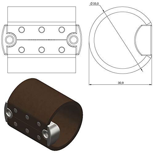 Furnipart 543360032-102/66 Drum Furniture knob, Black, Schwarz/Edelstahl Effekt - Image 2