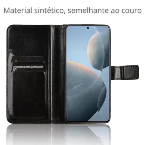 Capa Carteira Flip Cover Case e Película 3D Compatível Com Poco X6 Pro (Não Poco X6)