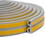 Draught Excluder Tape for Door Window Self-Adhesive Foam Sealing Strip Type D Against Cold Draught/Soundproof/Waterproof/Dustproof, 3M x 2 Seals Total 6M Grey