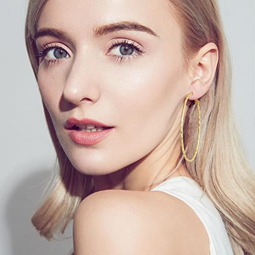 SPOINT SPOINT Gold Hoop Earrings 14K Gold Hoop Earrings for Women Big Lightweight and Hypoallergenic Extra Large 14 Karat Hoops Earring for Womens Earring 35mm 45mm 55mm3