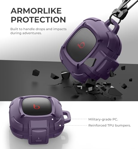 Dexnor Rugged Bumper Case for Beats Fit Pro (2021) Cases with Secure Lock, Shockproof Clear Cover with Carabiner & Keyring for Beats Fit Pro 2021 Purple by Dexnor - Used condition - Image 4