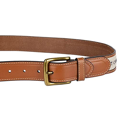 Tommy Hilfiger mens Fabric Inlay Casual Belt With Classic Harness Buckle
