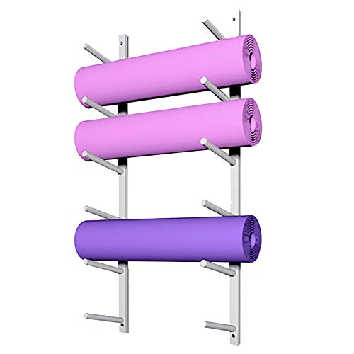 Estante para esterillas de yoga de pared con 6 niveles y baldas para accesorios de gimnasio